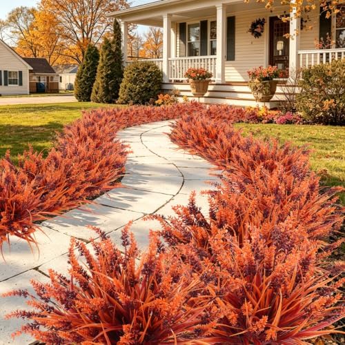 RECUTMS 12Pcs Artificial Monkey Grass with Flowers Fall Artificial Plants