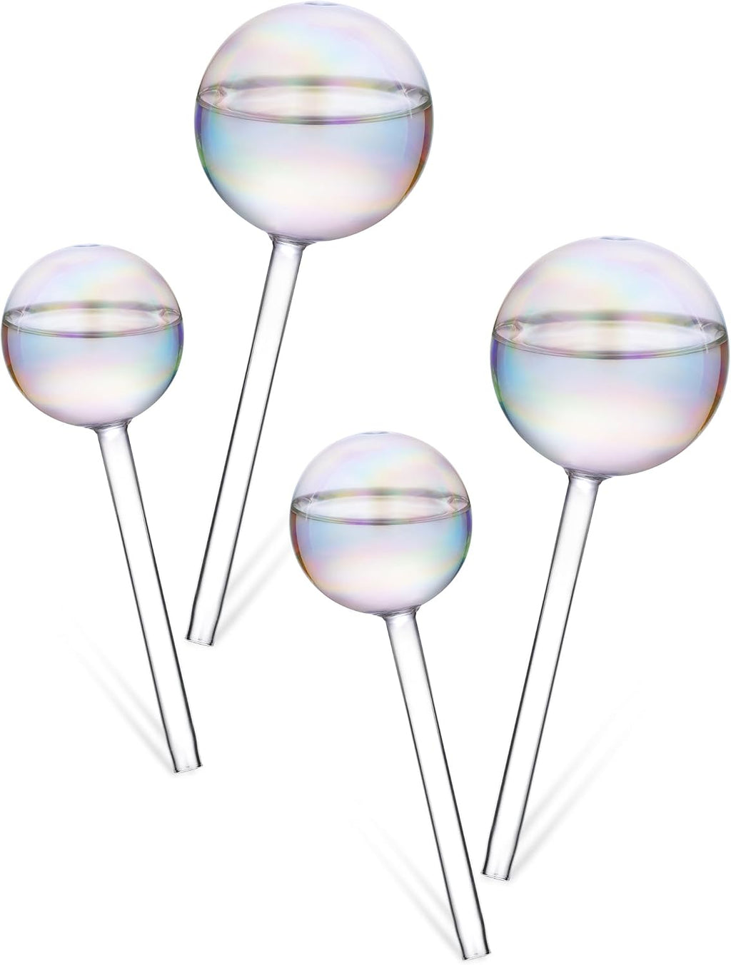 Tomorotec Glass Plant Watering Globes, Self Watering Spikes 2 Large+2 Small | Handcrafted Automatic Irrigation Spikes
