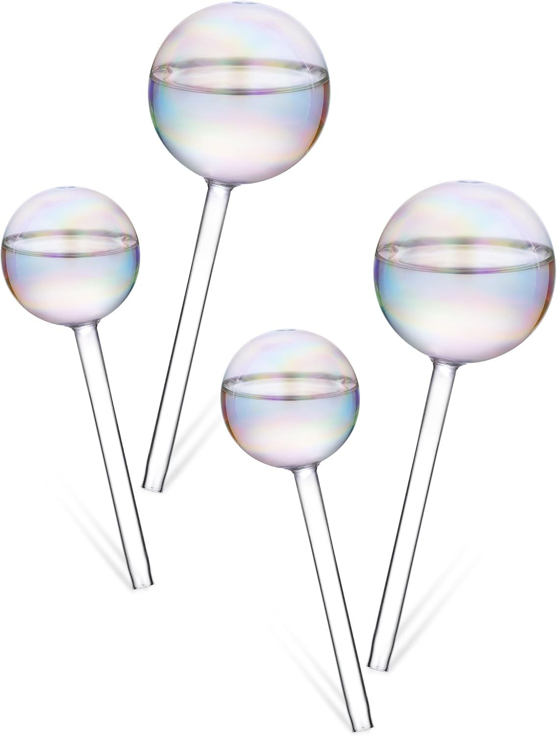 Tomorotec Glass Plant Watering Globes, Self Watering Spikes 2 Large+2 Small | Handcrafted Automatic Irrigation Spikes