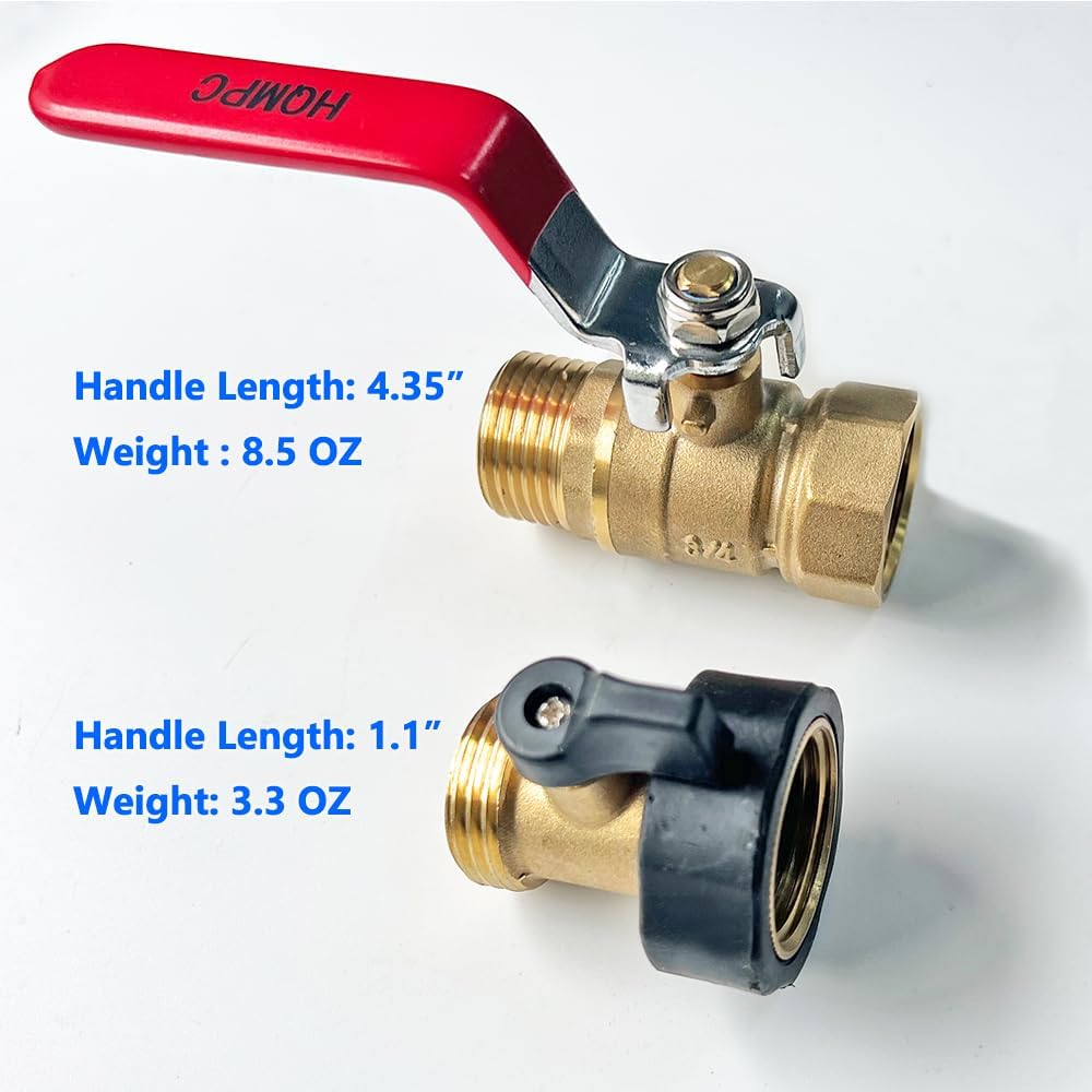 Garden Brass Shut Off Valve Ball Valves 3/4" GHT Hose Shut Off valve Hose Valves Big Fllow 2Pcs Long Handle