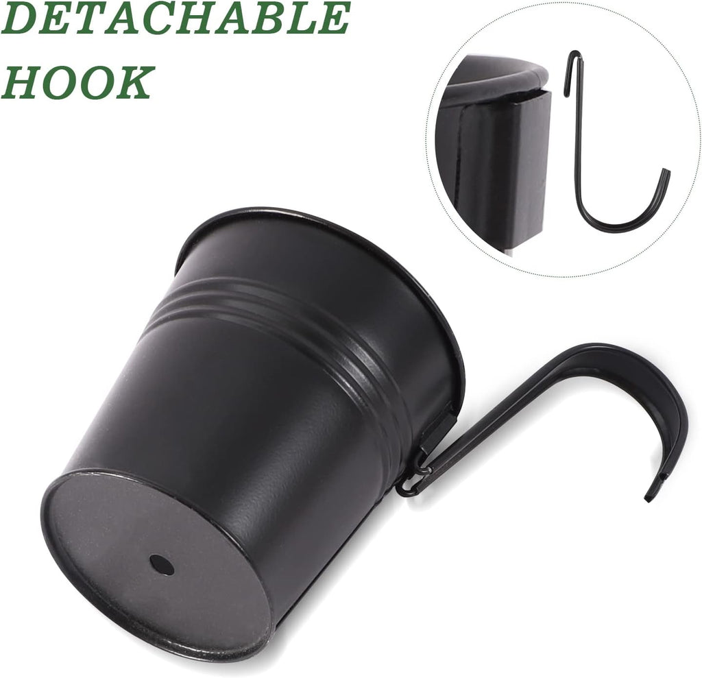 HowRU Metal Iron Flower Pots for Railing Fence Hanging Bucket Pots(5 Pcs) and Hanging Flower Pots Metal Iron Bucket