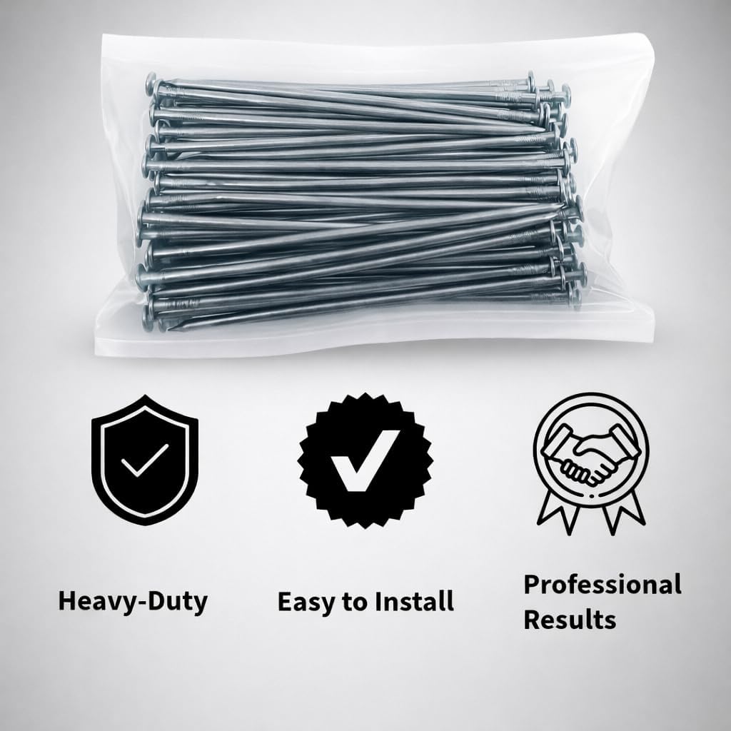 Turf Nails 6" Galvanized – Heavy-Duty Fasteners for Synthetic Grass, Landscaping, and Ground Cover Stakes, 140-Pack