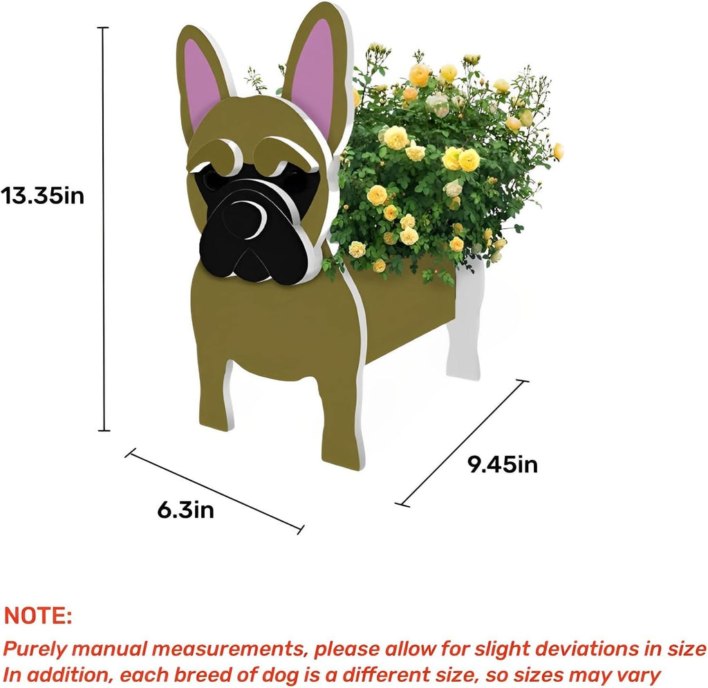 Yellow French Bulldog Dog Planter Pots, Animal Shaped Flower Pot | Cute Plant Gift for Women and Pet Lovers, Indoor