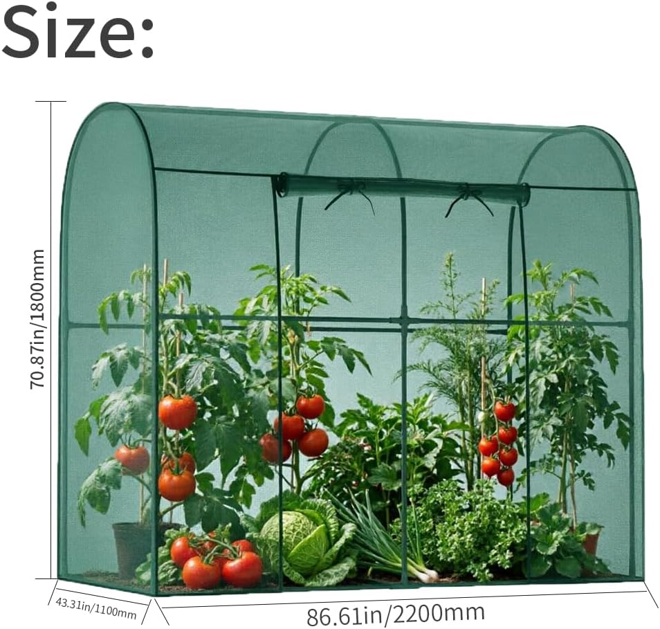 Crop Cages for Garden Plant, Plant Protection Tent with Zippered Door, Raised Bed Cover, Garden Bed Cover with Frame