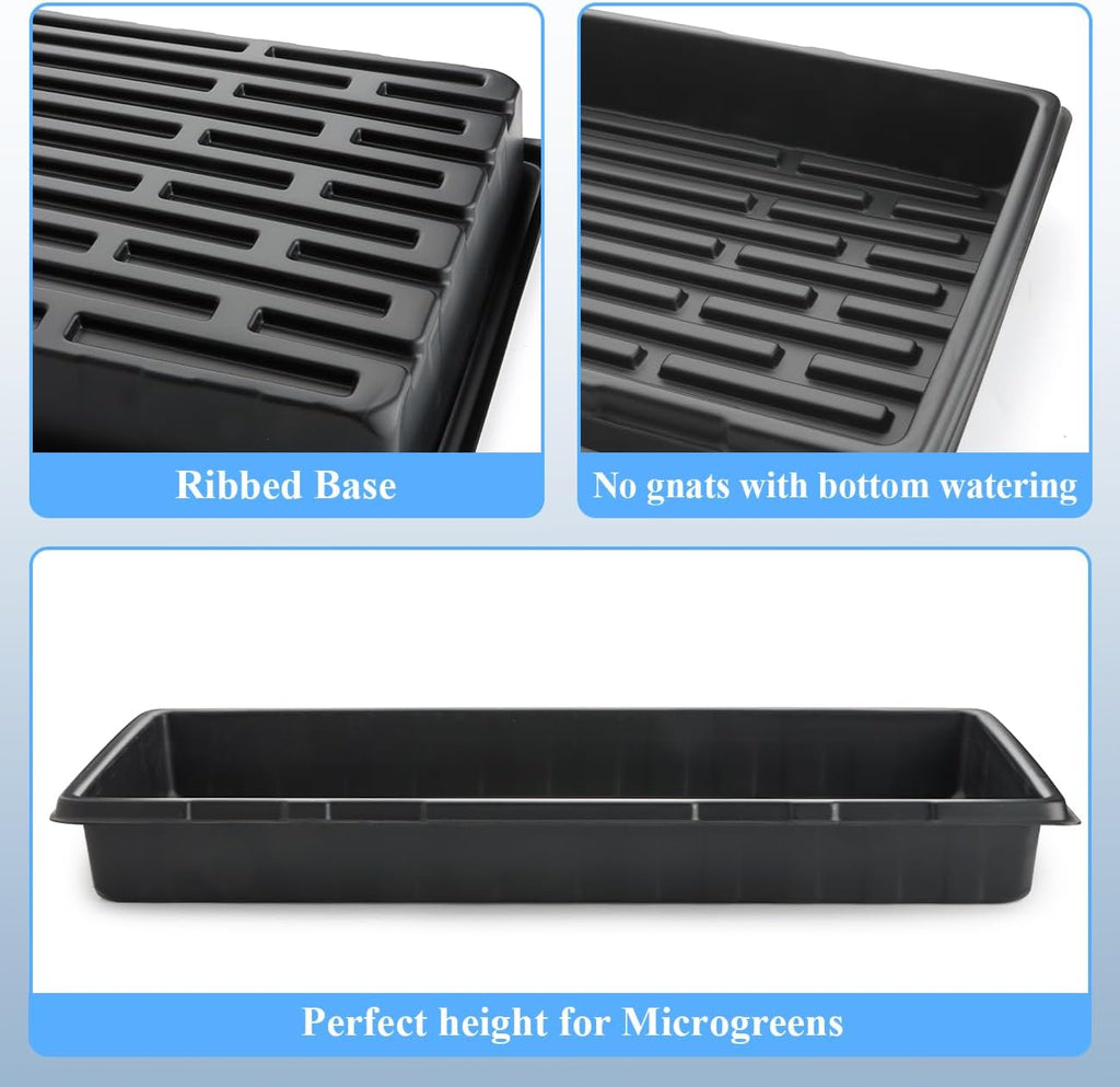 10-Pack Heavy-Duty 1020 Seed Trays No Holes, Thick Plastic Plant Flats | Reusable Growing Trays for Seed Starting