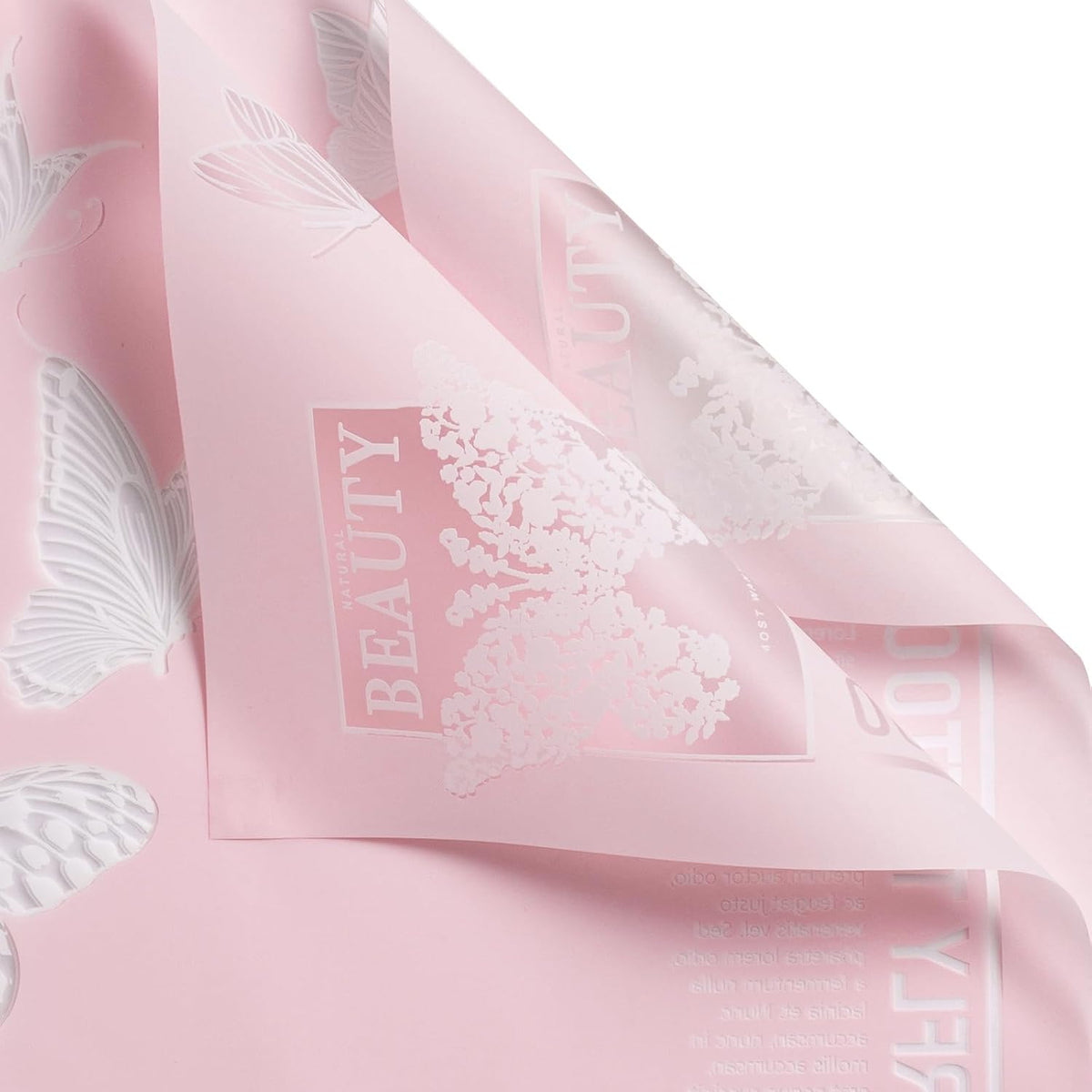 WRAPAHOLIC 20 Sheets Flower Wrapping Paper - 22.4 x 22.4 inch Pink Butterfly Water-Resistant Floral Bouquet Wrapping Paper, Florist Supplies Packaging for Wedding Birthday Gift DIY