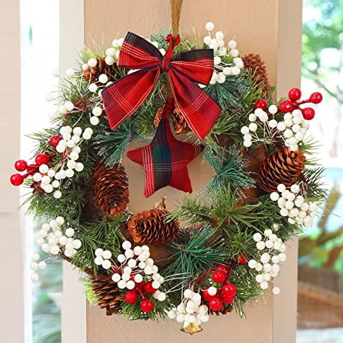 BBTO Artificial Holly Berries on Wire Stems, 250 Stems with 500 Pieces 8 mm Fake Berries for Christmas Tree Decorations Wreath Craft Use Wedding Party Favor (White)