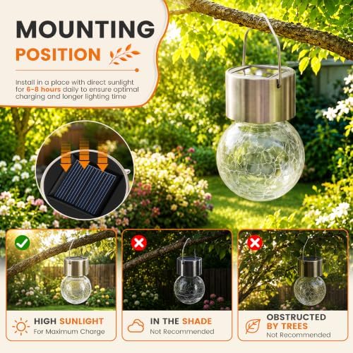 GIGALUMI Solar Hanging Lights Outside Solar Christmas Decoration Light 16Pc