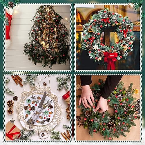 Riceshoot 432 Pcs Christmas Picks and Sprays Pine Cone Berries Set