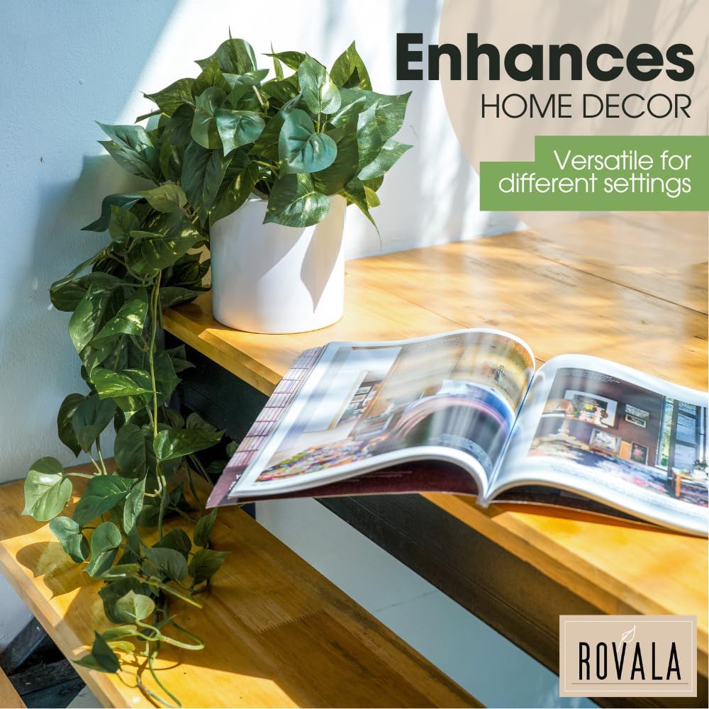 MY ROVALA Silk Plants for Home Decor Indoor in Pot Realistic Artificial Plants Hanging Faux Plants Indoor Fake Potted