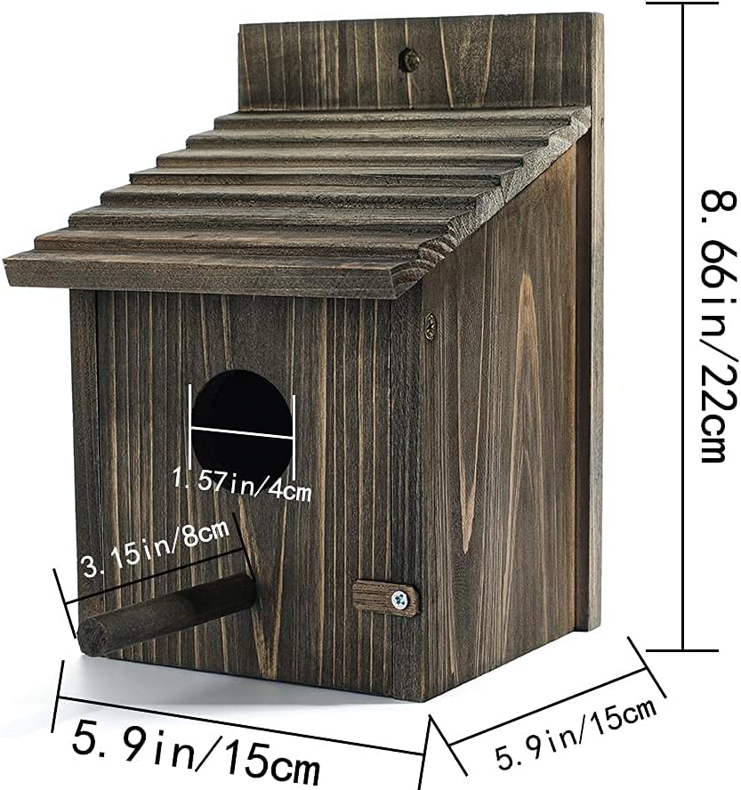Weatherproof Bird House, Wooden Bird Houses for Outside with Pole, Durable Birdhouse for Finch, Bluebird, Cardinals