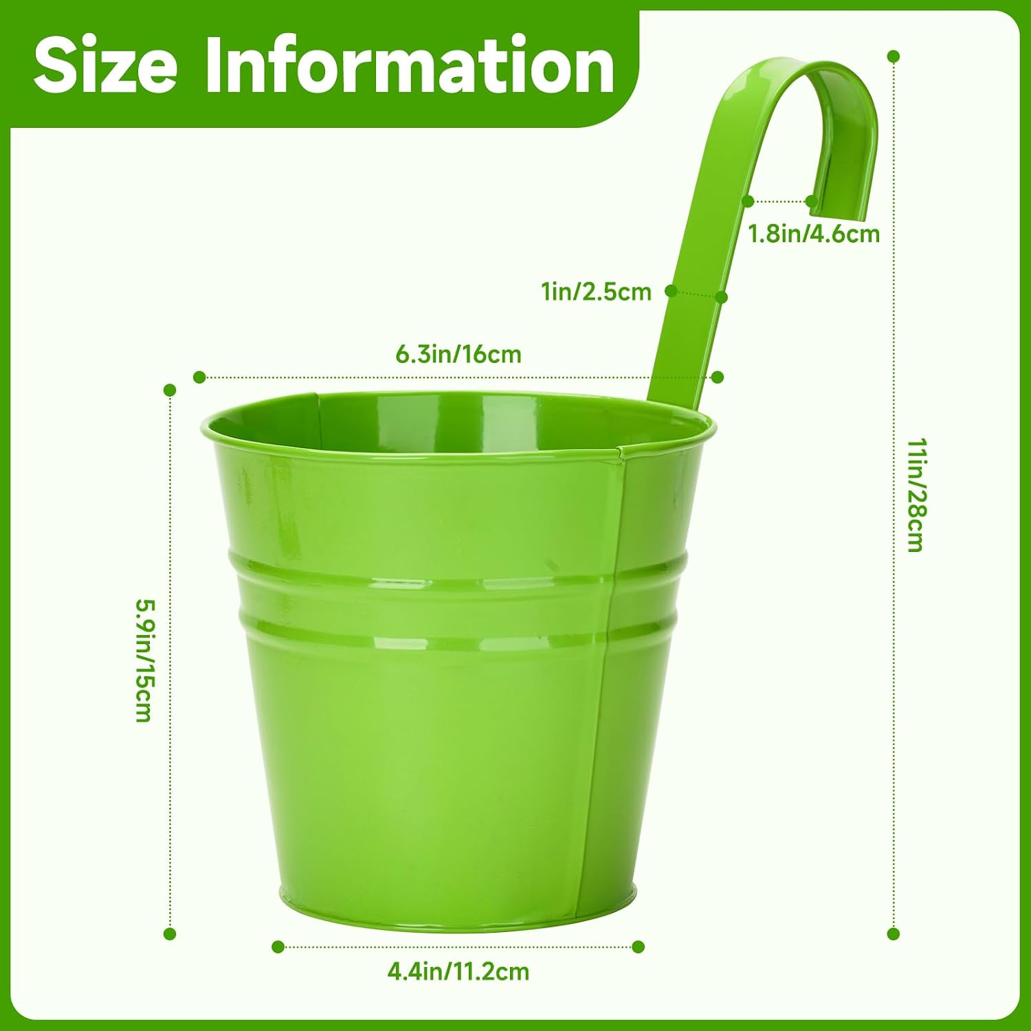 KINGLAKE Flower Pots,10 Pcs Metal Iron Hanging Flower Plant Pot Balcony Garden Plant Planter Baskets Fence Bucket Pots