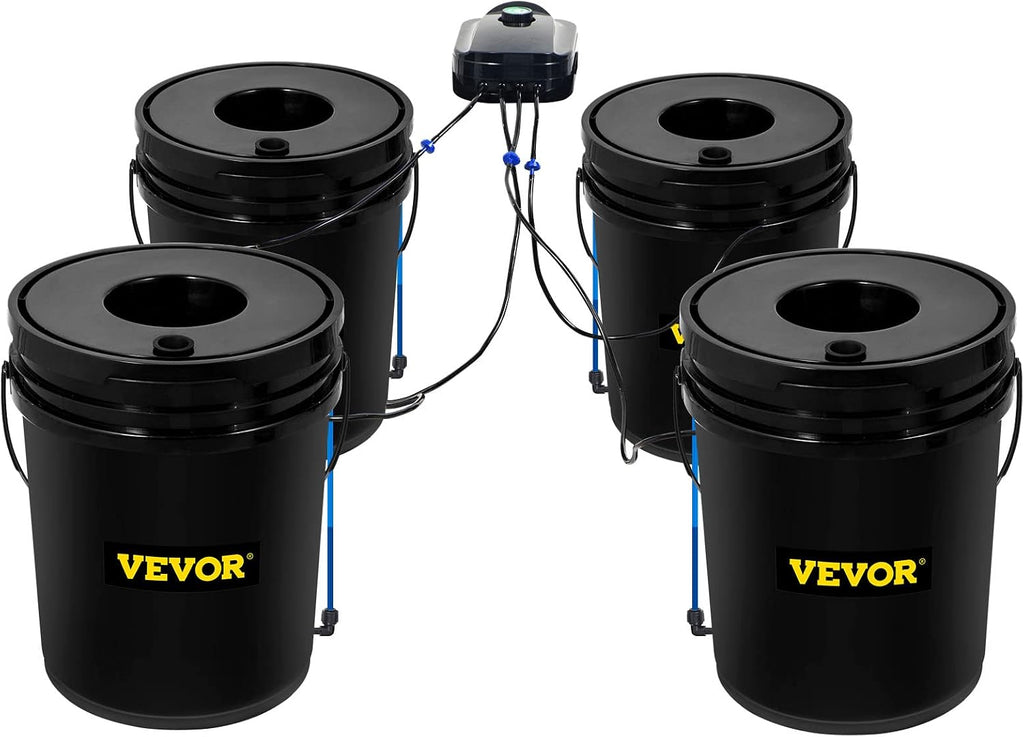 VEVOR DWC Hydroponic System, 5 Gallon 4 Buckets, Deep Water Culture Growing Bucket, Hydroponics Grow Kit with Pump, Air