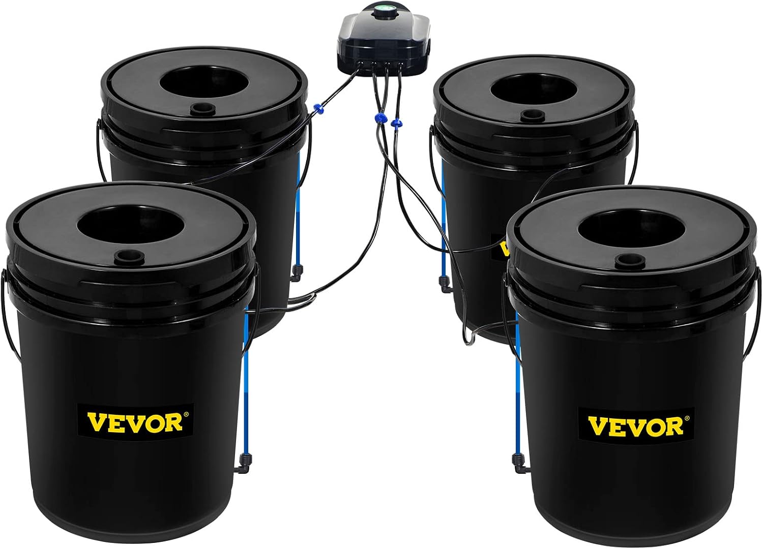 VEVOR DWC Hydroponic System, 5 Gallon 4 Buckets, Deep Water Culture Growing Bucket, Hydroponics Grow Kit with Pump, Air
