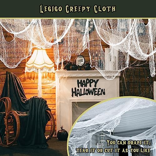 Legigo 12 Pack Halloween Creepy Cloths, Halloween Fabric Yard Decorations
