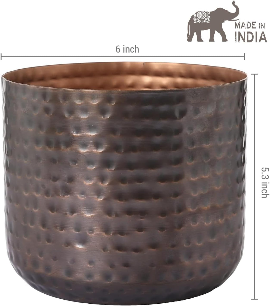 MyGift 6 Inch Copper Metal Vase, Hammered Flower Pot, Handcrafted | Elegant hammered finish brings artisan character to