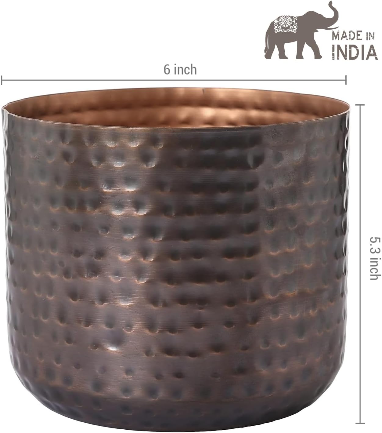 MyGift 6 Inch Copper Metal Vase, Hammered Flower Pot, Handcrafted | Elegant hammered finish brings artisan character to