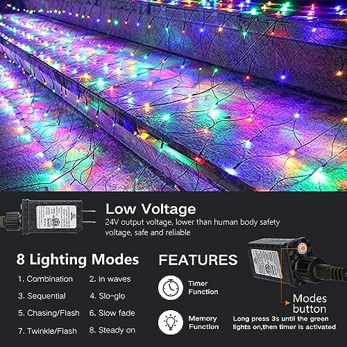 iBaycon 2Pack 4FT x 6FT Christmas Net Lights Outdoor Mesh Light, Multicolor