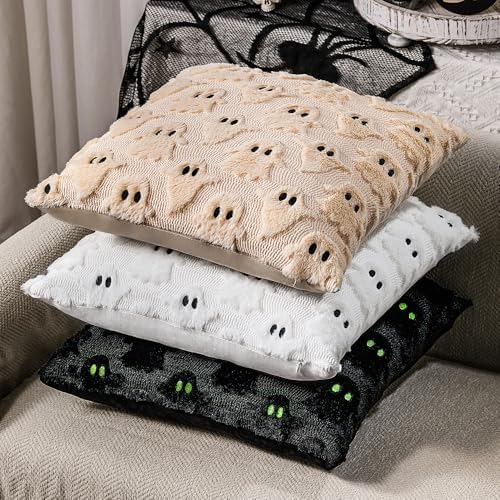 DFXSZ Halloween Pillow Covers 22x22 inch 2Pcs White Ghost Halloween Decor