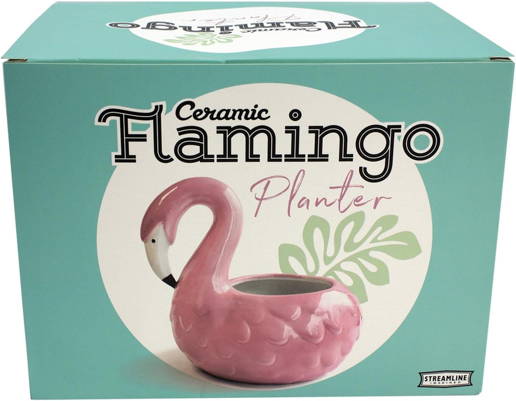 Streamline Imagined Cute Flamingo Planter Pot, Drainage Hole