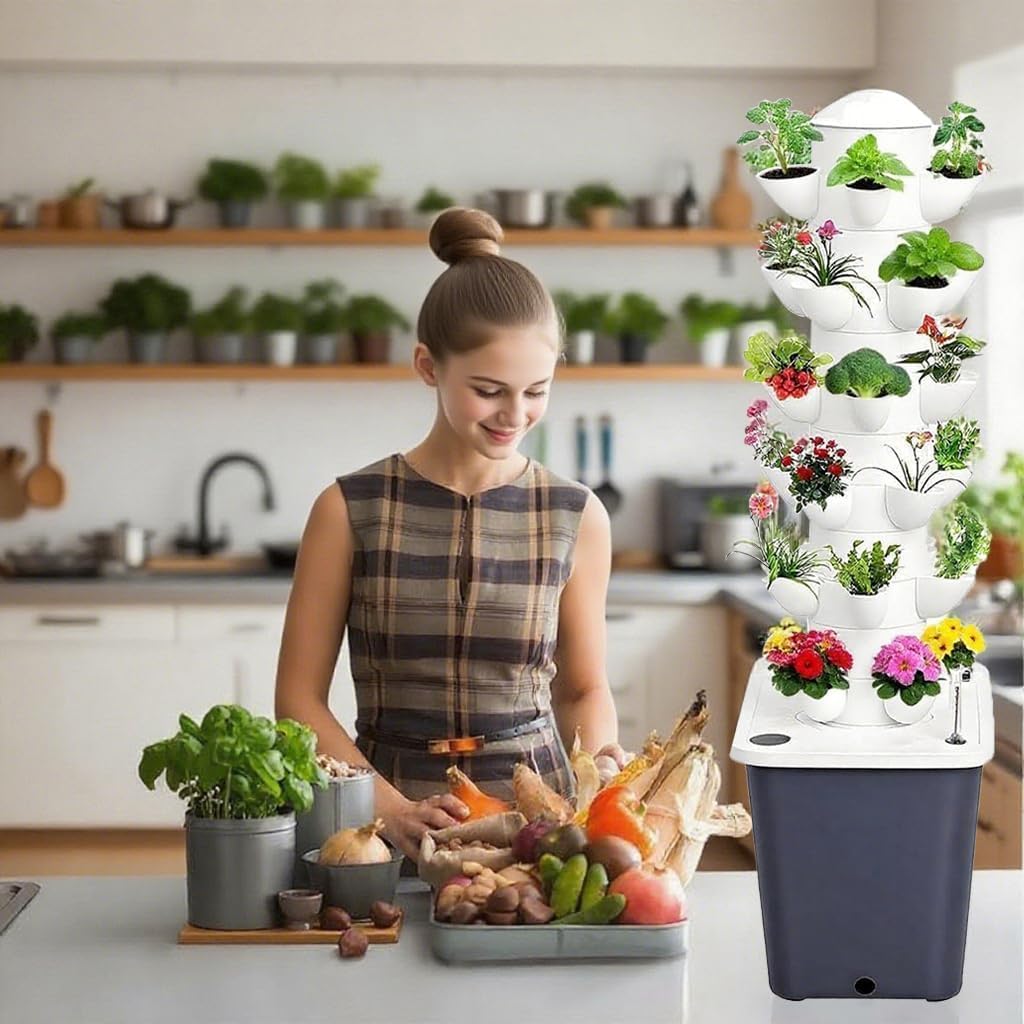 Hydroponics Growing System, 30 pods Hydroponics Tower Growing System Indoor Vertical Garden Planter Indoor Smart Garden