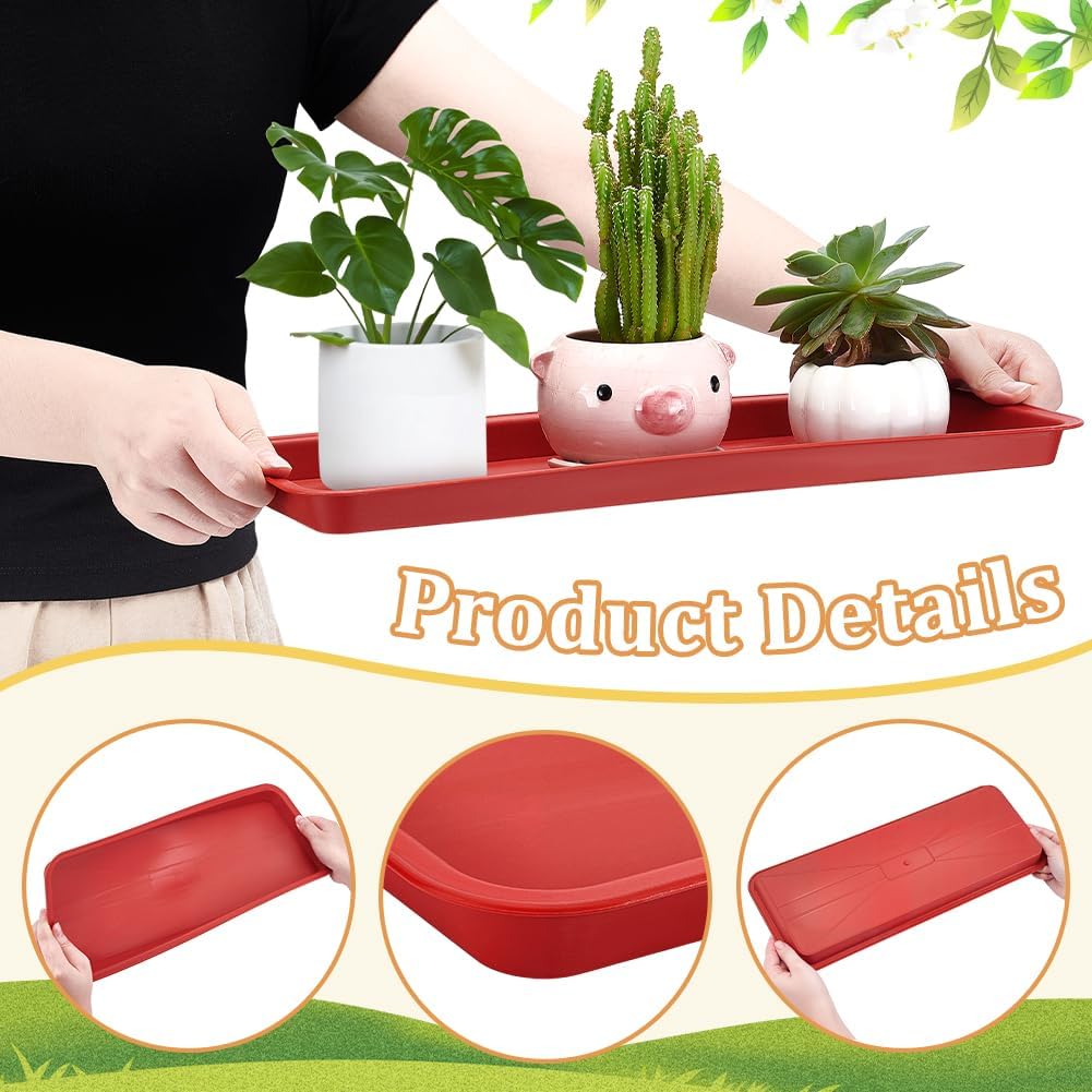 16 Pack Plastic Rectangular Plant Saucer Tray, 16.4x6.5Inch | Heavy Duty Planter Saucers Rectangular Planter Saucer