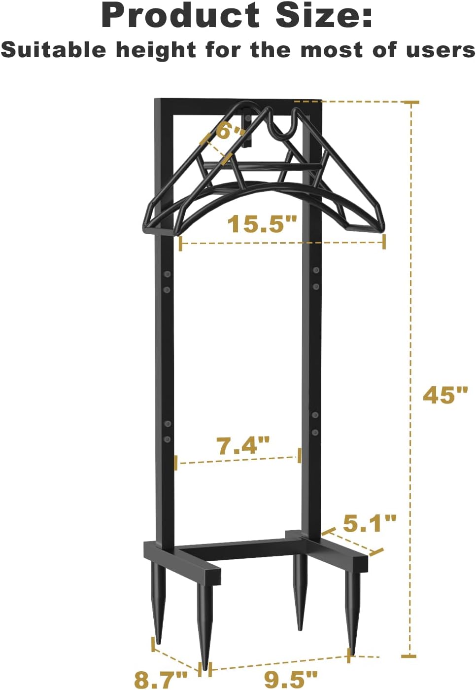 Outdoor Garden Hose Holder Freestanding with 4 Spikes, Heavy Duty Metal Water Hose Reel Stand Hanger Rack Organizer