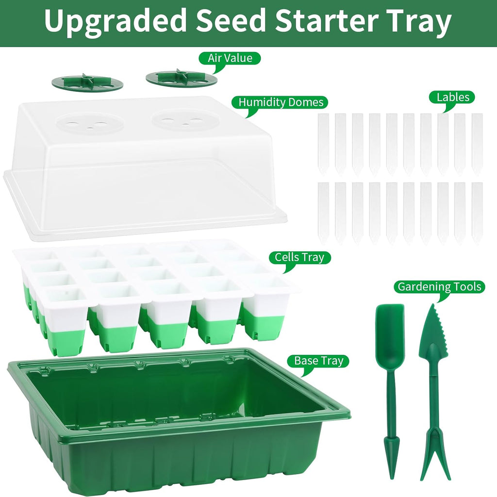 Sondiko Seed Starter Tray with Soft Silicone Cells, 80-Cell Starter Kit | Reusable Seedling Starter Trays with Humidity