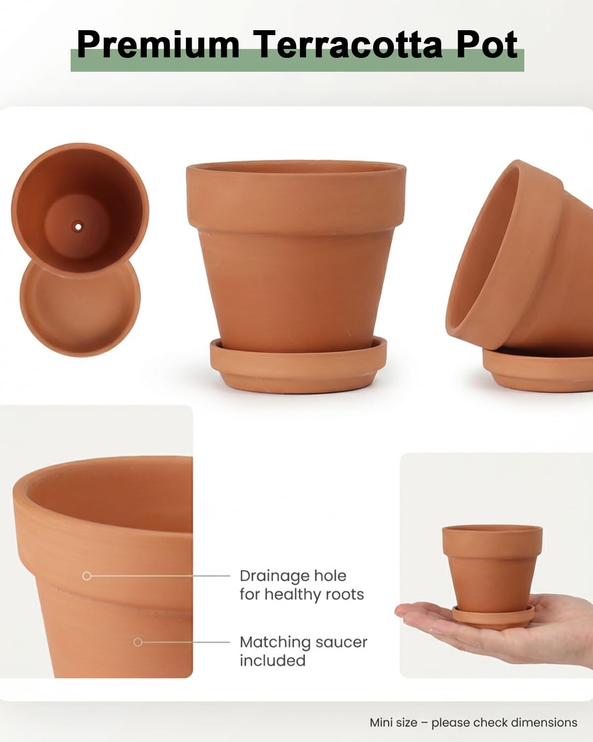 Riseuvo 3 Inch Terra Cotta Pots with Saucer - 12 Pack Clay Flower Pots with Drainage, Great for Plants, Crafts, Wedding