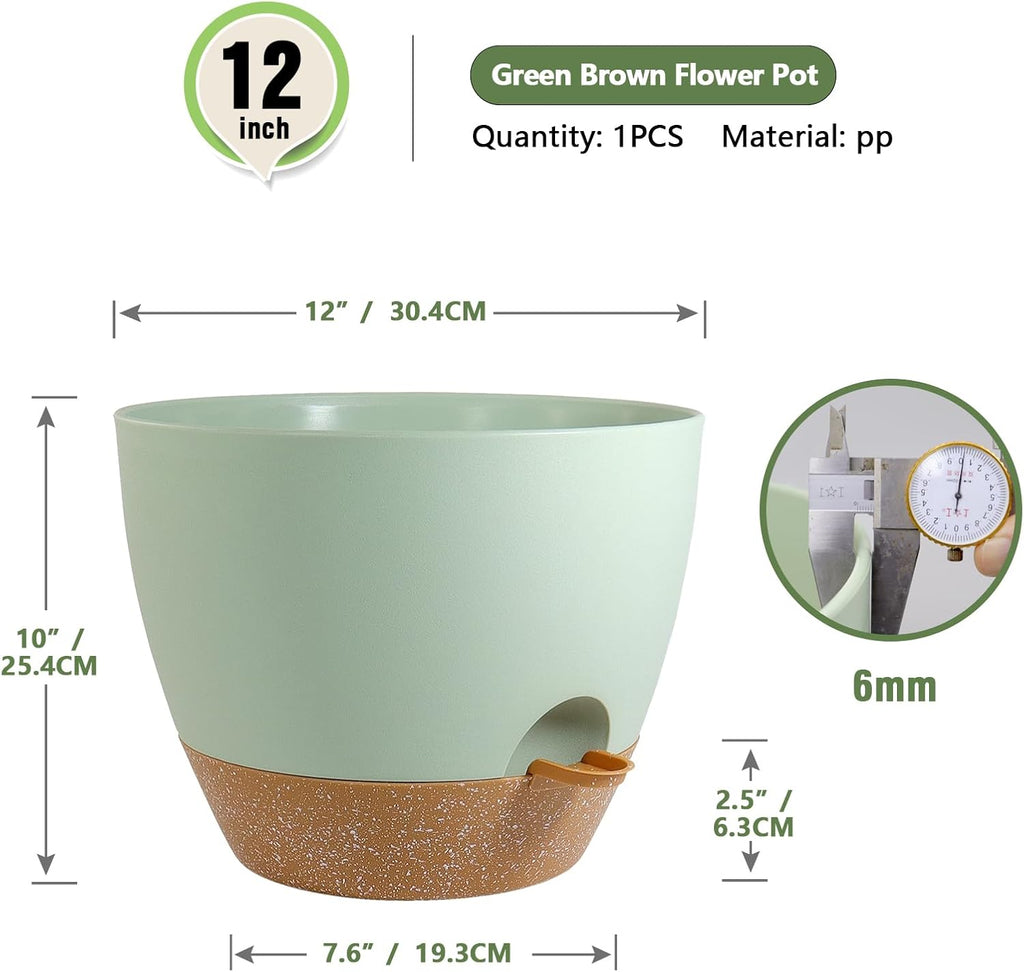 Meowell 12 inch Large Self Watering Pots, Plant Pots with Mesh Drainage Holes for Indoor Outdoor Plants, Plastic