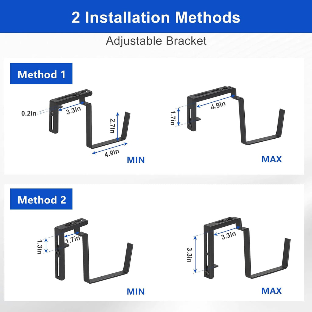 CADUKE Railing Planter Box 4 Pack Window Boxes Planter with Adjustable Brackets 16.9 Inches Deck Railing Hanging Flower