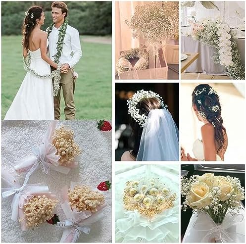 4500+ Pcs Babys Breath Dried Flower Bouquet, 17" Brown for Fall Vase Decor