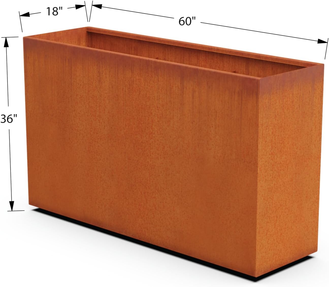 Large Rectangular Planters for Outdoor Plants - 60x18x36 Inch Corten Steel Planter, Extra Large Outdoor Planter Box for