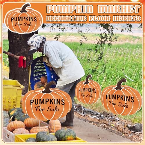 4 Pcs Fall Pumpkin Plastic Yard Sign, 15.7 x 13 in Garden Stakes