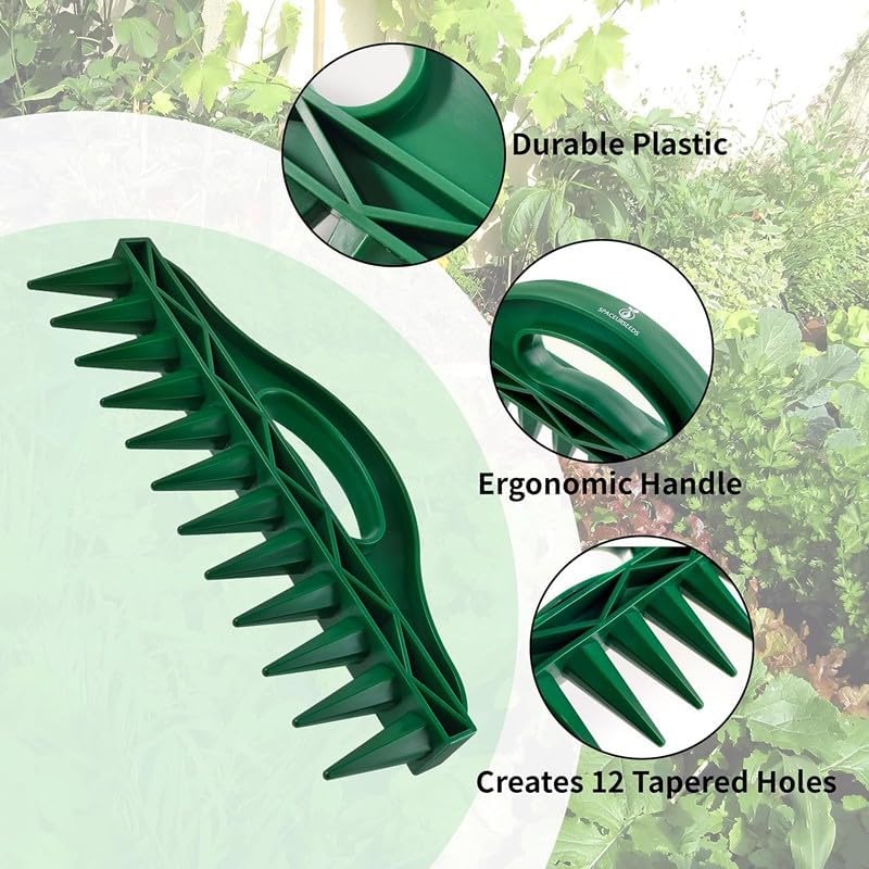 Seed Spreader & Planter Tool Kit - 5-Speed Handheld, 12-Hole Soil Punch Set