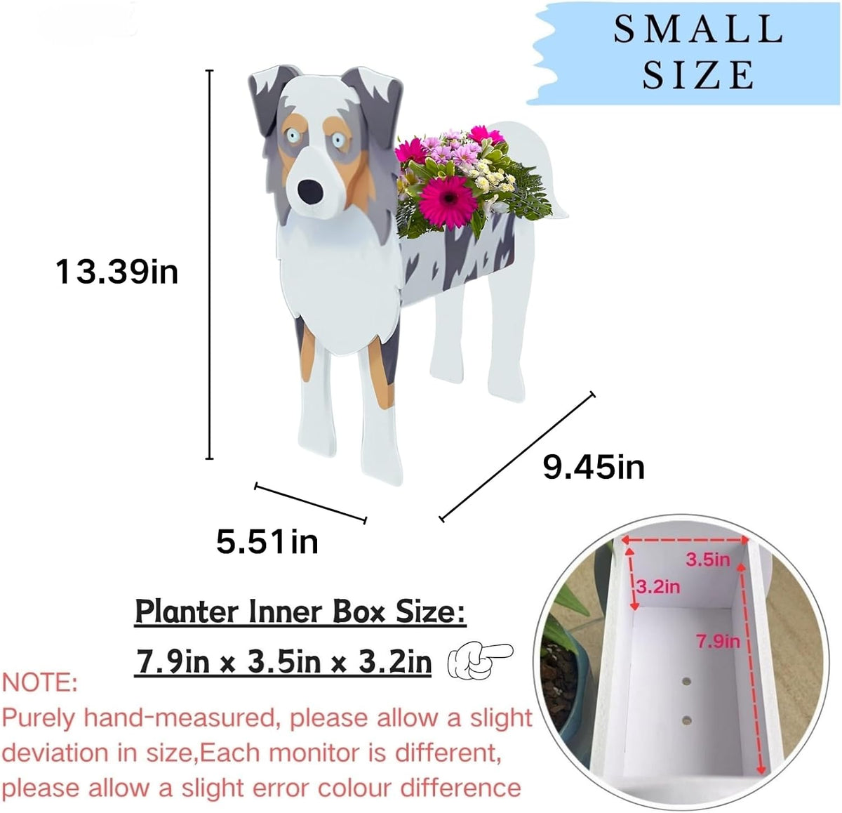 Australian Shepherd Dog Planter Pots, Animal Shaped Flower Pot | Cute Plant Gift for Women and Pet Lovers, Indoor