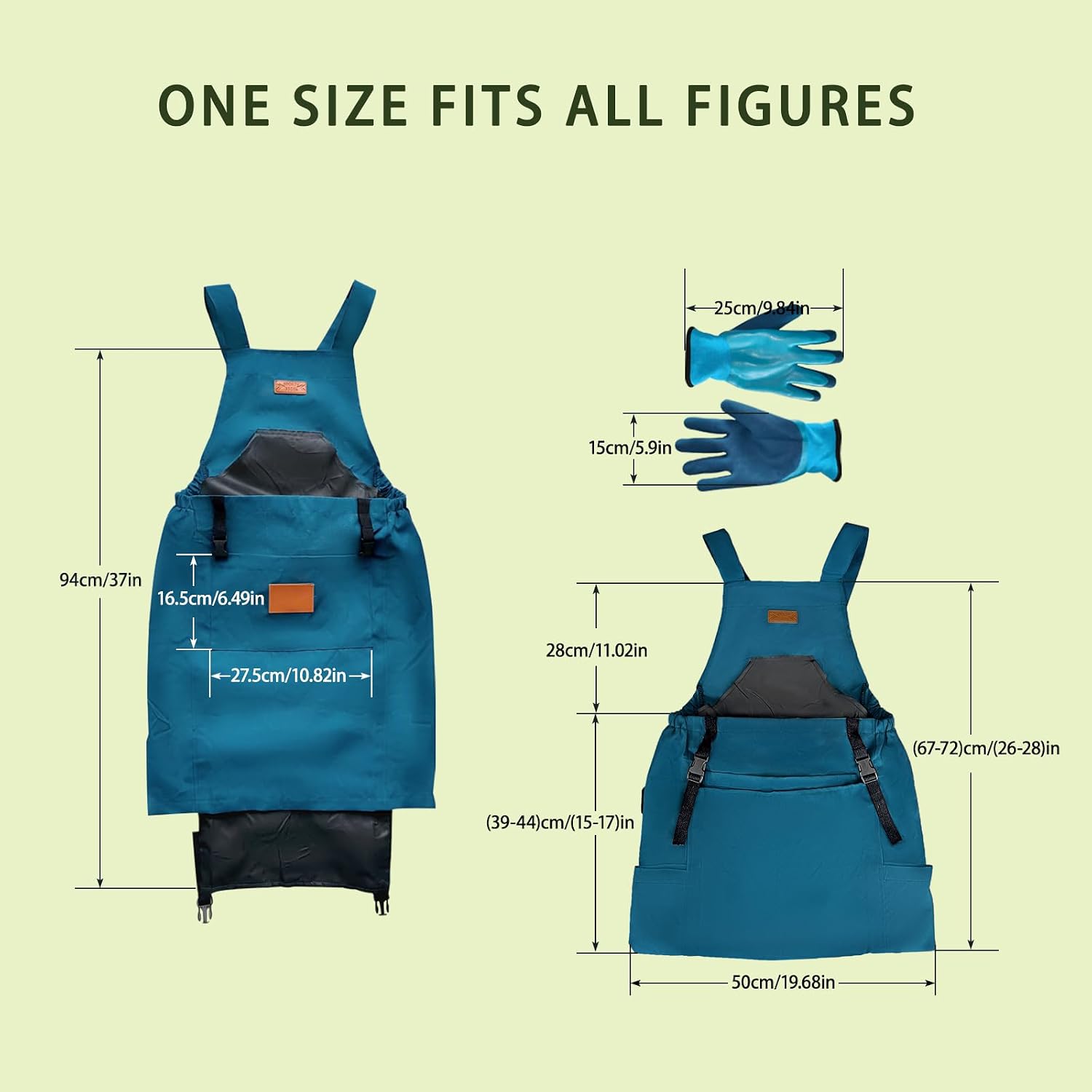 Waterproof Gardening Apron for Women Men, Adjustable Cross Back Garden Apron with Pockets, Oxford Cloth Harvest Apron