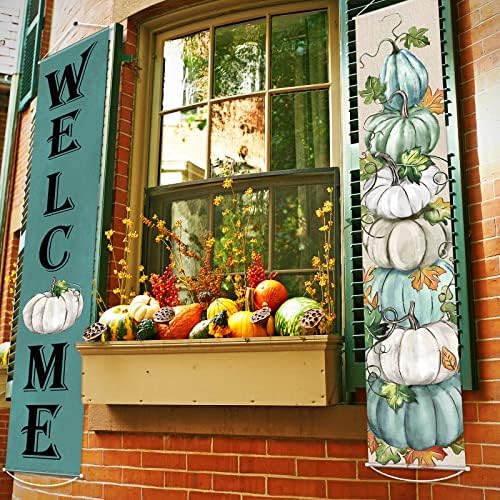 Tiamon Fall Door Banners Welcome Pumpkin Autumn Porch Sign
