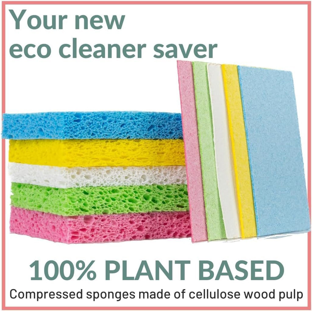 bioGo 30 Pack Compostable Pop-Up Sponges - Expanding, Non-Scratch, Plant-Based Dish - Bulk Color - Pop Up Sponge