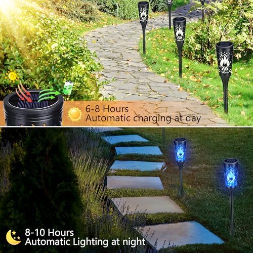 Toodour Solar Halloween Lights Outdoor, 10 Pack Solar Torch Lights