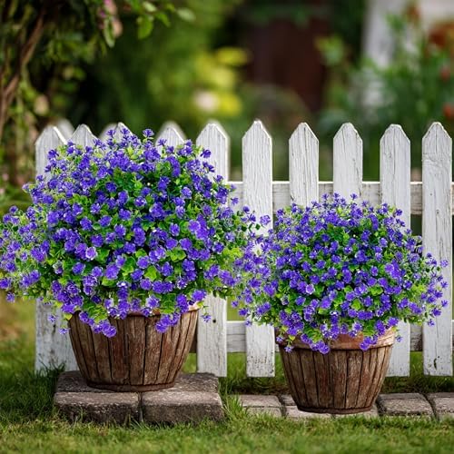 AXYLEX Artificial Flowers for Outdoors, 12 Bundles Fake Plants (Purple)
