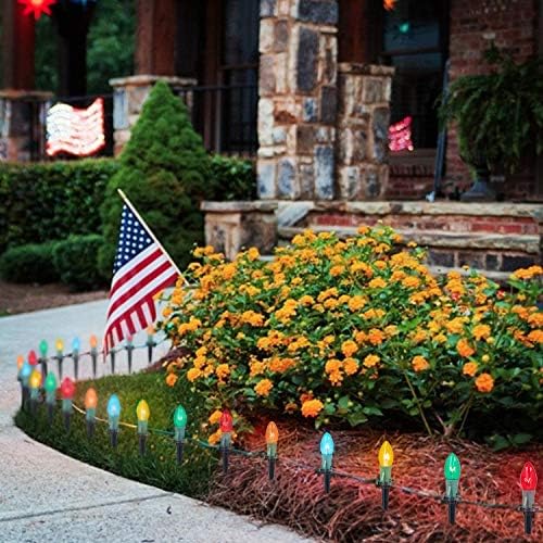 Christmas Pathway String Lights Outdoor,2Pack Total 51.4FT C9 Pathway Light