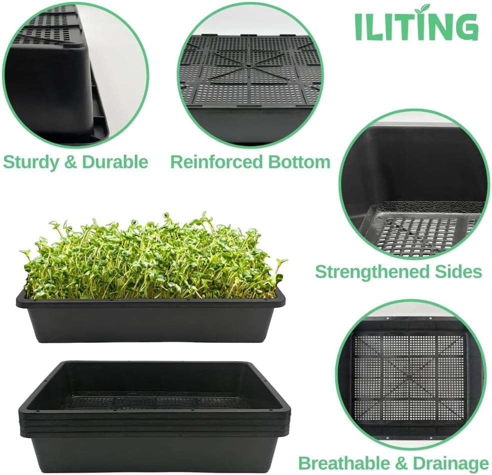 Soil Blocking Trays 15x12inch Mesh Tray 10 Pack Seed Starter Tray Mesh Bottom Trays for Soil Blocks, Seedling