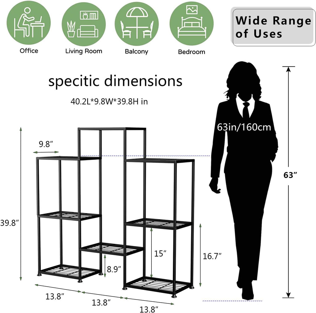 Metal Plant Stand Indoor Metal Plant Stands Outdoor Tiered Plant Shelf for Multiple Plants, 4 Tiers 8 Potted Plant Rack