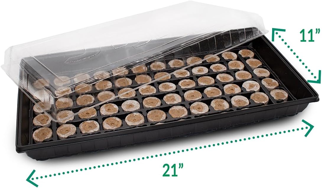 Ferry Morse Jiffy Seed Starting Greenhouse Tray Kit with 72 36mm Peat Pellets and Bonus SUPERthrive Sample + Plant