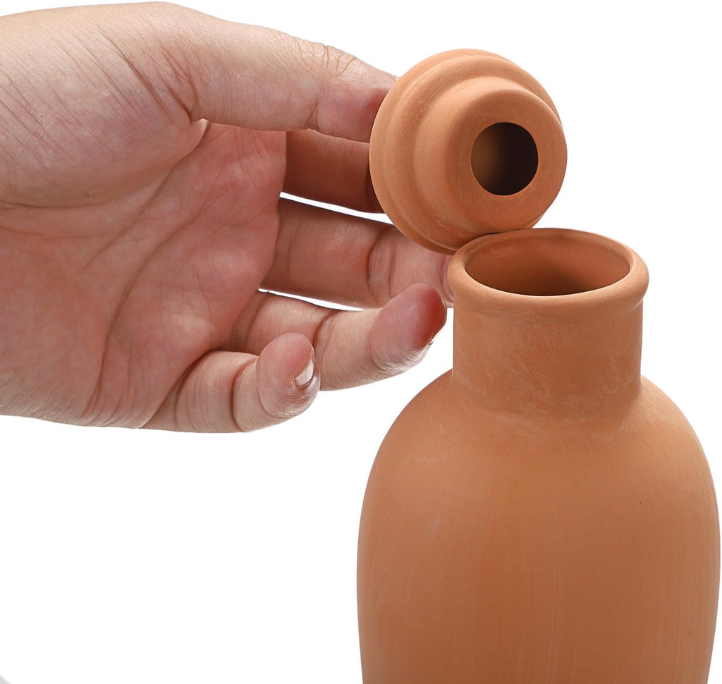 JUXYES 6 Pack Terracotta Self Watering Pots Watering System Planter Spikes | 18 oz Plant Watering Globes with Lid