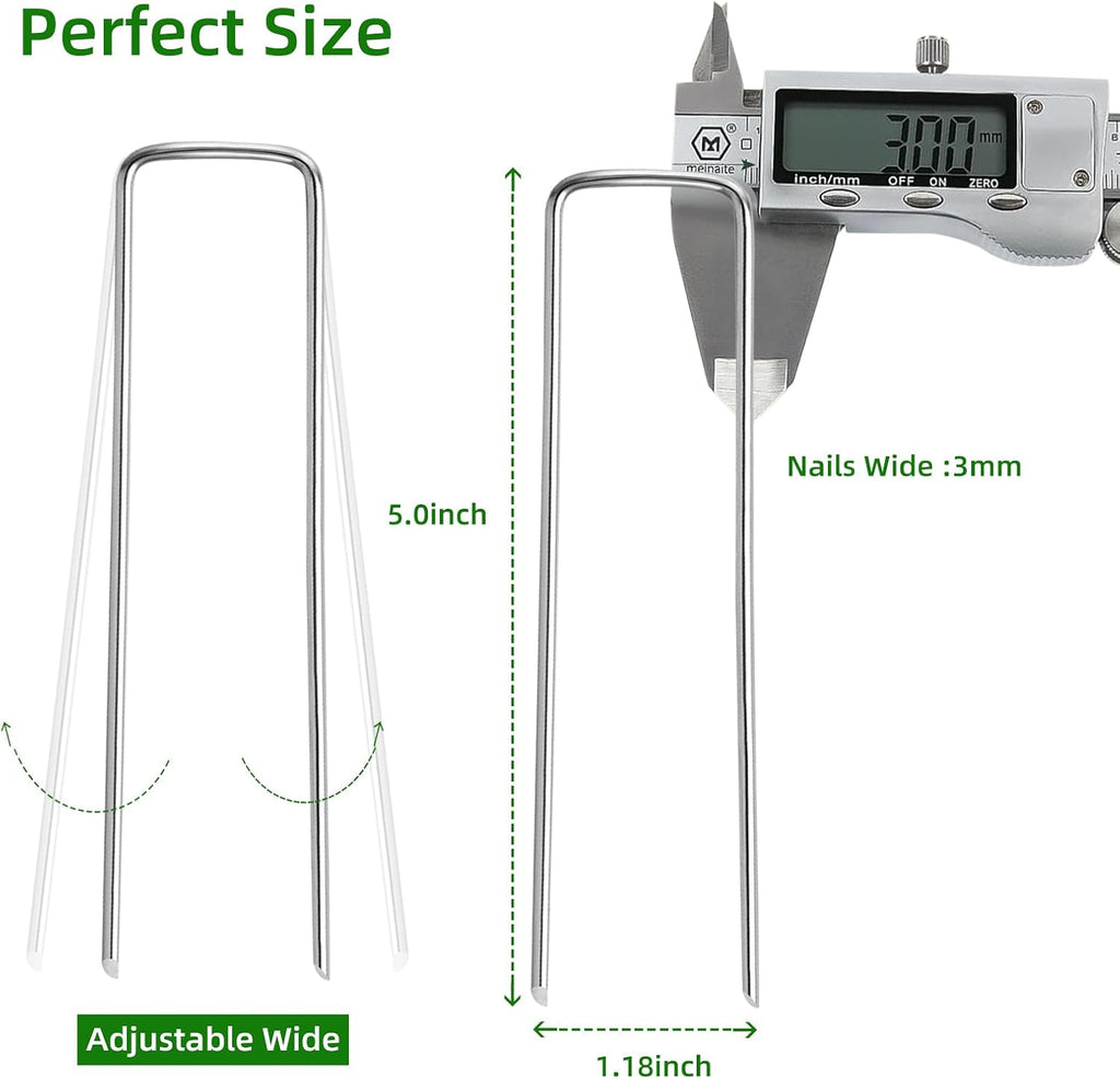 200 Pack Lawn Staples, Premium Garden Landscape Staples, Galvanized Heavy-Duty Gauge Stakes, U-Shaped Tent Stakes