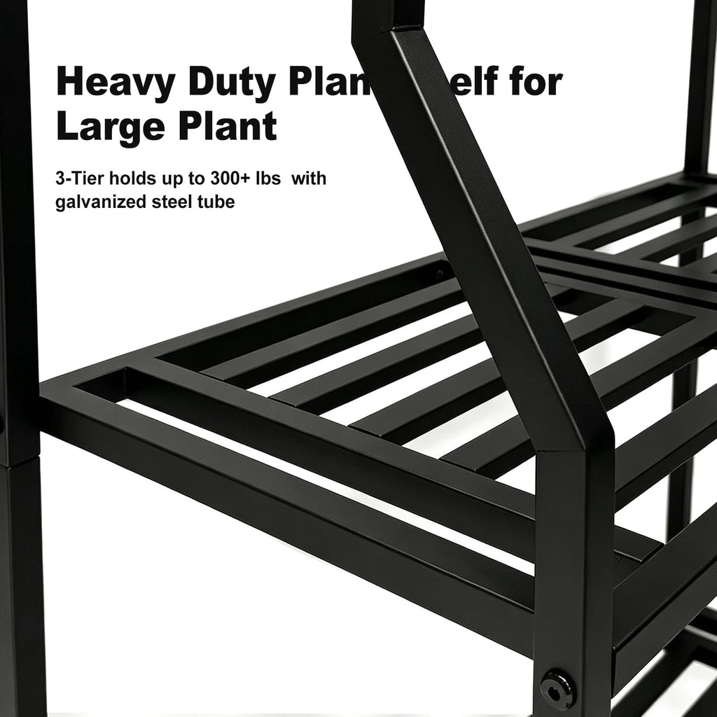 Metal Heavy Duty Plant Stand Indoor Outdoor,30" L×13" W×35" H 3-Tier Tall Plant Stands,Outside Plant Shelves for Large