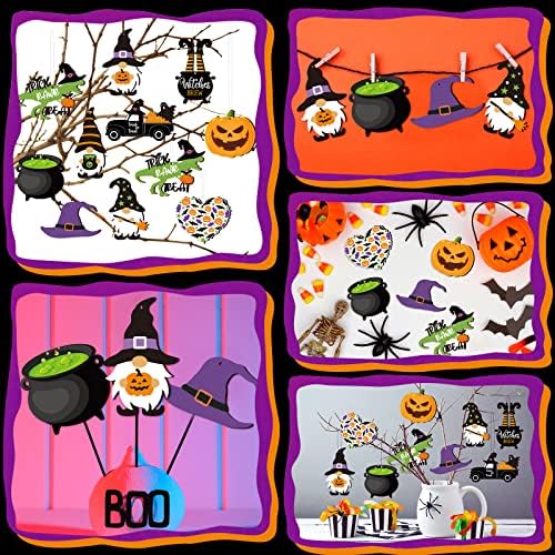 Jetec 30 Pcs Halloween Wooden Ornaments Cute Halloween Tree Decorations
