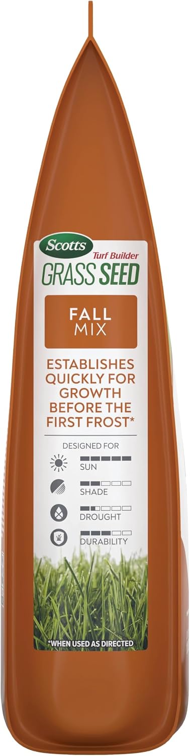 Scotts Turf Builder Grass Seed Fall Mix, 2.4 lbs. | Grass Seed Plus Lawn Fertilizer and Soil Improver, Covers Up To